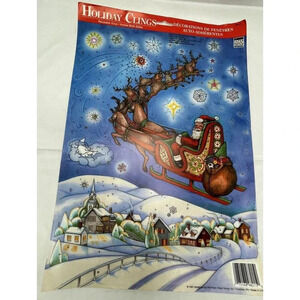 RARE  VINTAGE  CHRISTMAS HOLIDAY WINDOW CLINGS REUSABLE  VINYL  1997 NEW